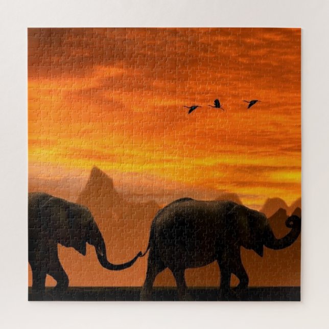 Elephant Family Quebra-cabeça Sunset (Vertical)