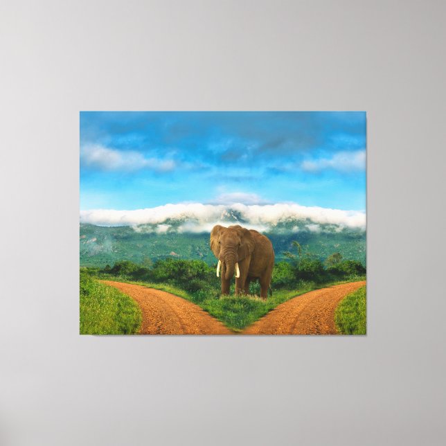Elephant Safari Intersection Canvas Art (Frente)