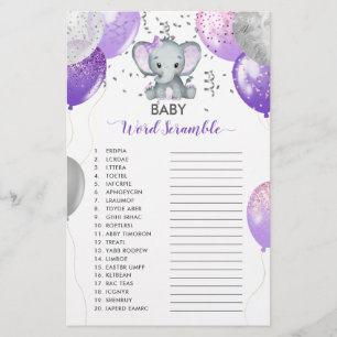 Elephant Watercolor Baby Scramble