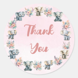 Elephants & Boho Jungle Flowers no adesivo rosa