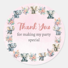 Elephants & Boho Jungle Flowers no adesivo rosa