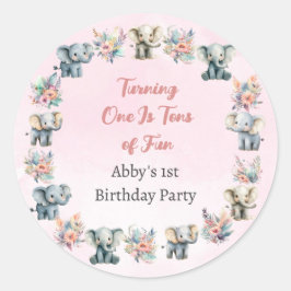 Elephants & Boho Jungle Flowers no adesivo rosa