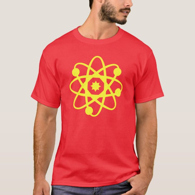 Elétrons e camisa vermelha do geek dos neurônios (Frente)
