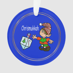 Elf com Ornamento de Dreidel Chrismukkah
