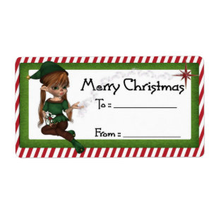 Elf D5 de Natal: Etiqueta de presente de Natal Fan