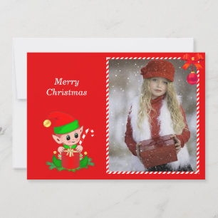 Elf de Natal moderno e foto personalizada em verme