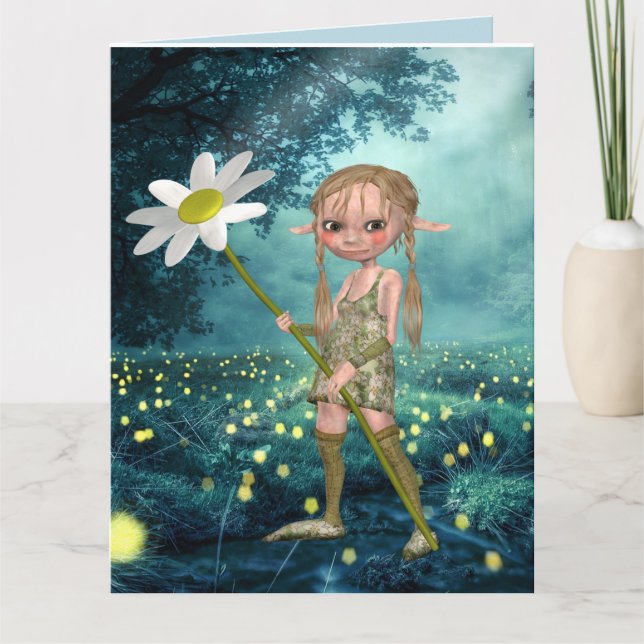 ELF GIRL FIREFLIES FOREST BIRTHDAY Cartão de Sauda (Frente)