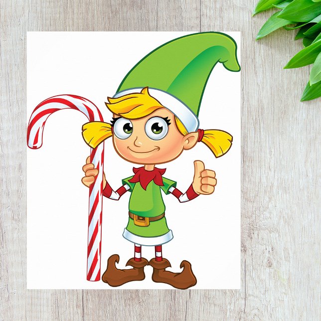 Elf Girl With Candy Cane Poster (Criador carregado)
