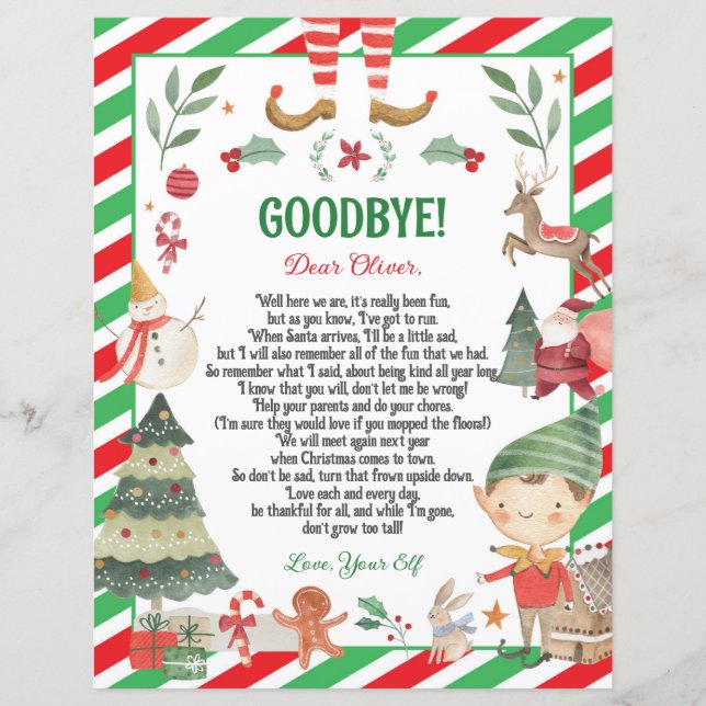 Elf Goodbye Farewell Carta de Natal do Elf (Frente)