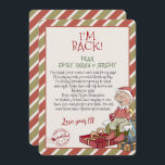 Elf - Letra "Estou de Volta" para o Convite de Nat<br><div class="desc">Estou de volta! Este pequeno elfo está esperando pela grande diversão de Natal. As aquarelas brancas e a tipografia sazonal complementam a design. Personalize este belo design de elfo com seus detalhes fácil e rapidamente. Pressione o botão personalizar para reorganizar e formate o estilo e a posição do texto.</div>