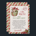 Elf - Letra "Estou de Volta" para o Convite de Nat<br><div class="desc">Estou de volta! Este pequeno elfo está esperando pela grande diversão de Natal. As aquarelas brancas e a tipografia sazonal complementam a design. Personalize este belo design de elfo com seus detalhes fácil e rapidamente. Pressione o botão personalizar para reorganizar e formate o estilo e a posição do texto.</div>