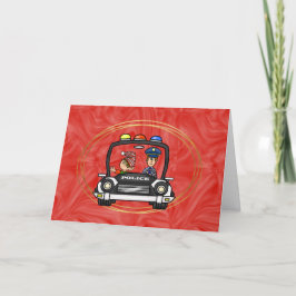 Elf no Cartão de Natal do Carro de Polícia