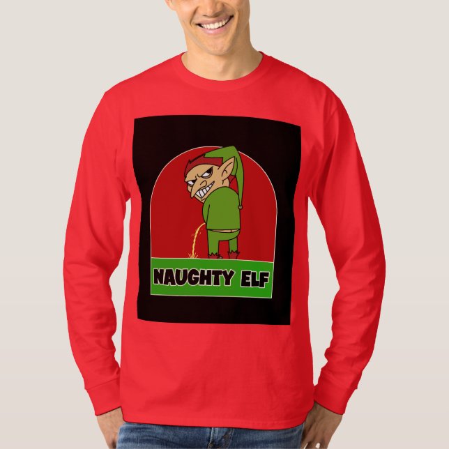 ELF RUDE MENS CHRISTMAS T-SHIRTS NAUGHTY (Frente)