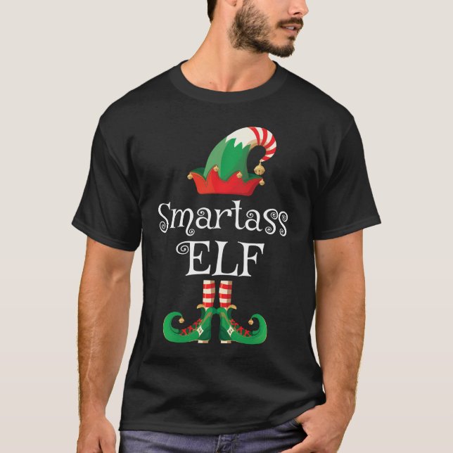 Elf Smartass Camisa Engraçada Costume Corresponden (Frente)