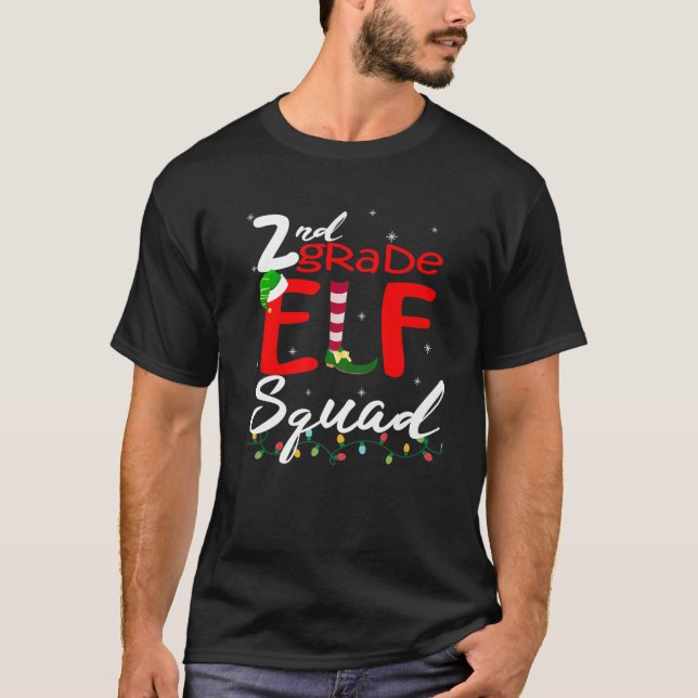 Elf Squad Second Grade Christmas Teacher Top (Frente)