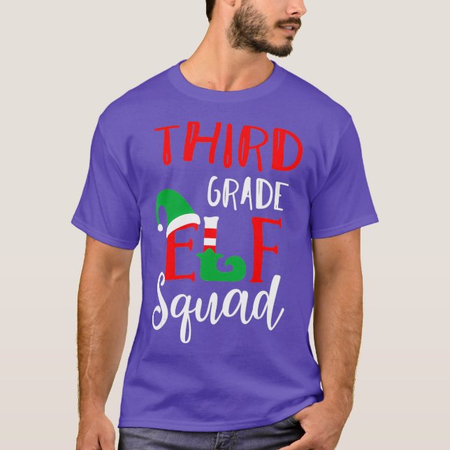 Elf Squad Third Grade Christmas Teacher Top (Frente)