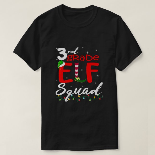 Elf Squad Third Grade Christmas Teacher Top Premiu (Frente do Design)