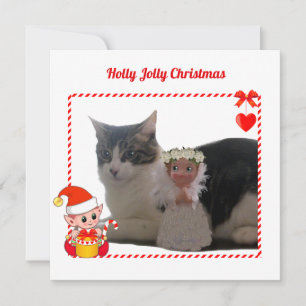 Elfo de Natal Moderno & Foto de Gato Personalizada