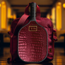 Elite Burgundy Faux Crocodilo Monograma