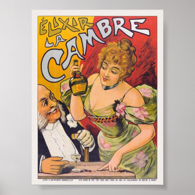 Élixir La Cambre Poster vintage cerca de 1900 (Frente)