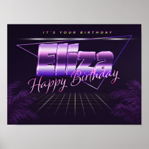 Eliza Nome Vorname lila retro Poster Geburtstag