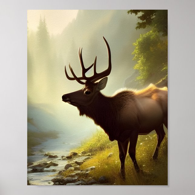 Elk Por Um Impressão De Arte Digital Stream (Frente)