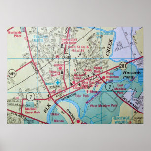 Elkton, poster do mapa do vintage da DM