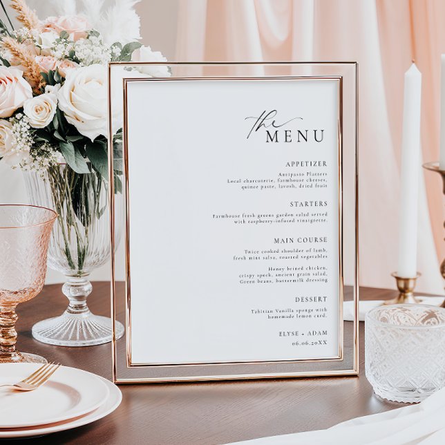 Ellesmere Minimalist Wedding Menu Poster (Criador carregado)