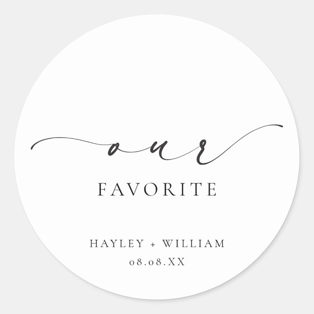 Ellesmere Nosso Favorito Favor Adesivo Redondo Clá (Ellesmere Our Favorite Wedding Favor Sticker)