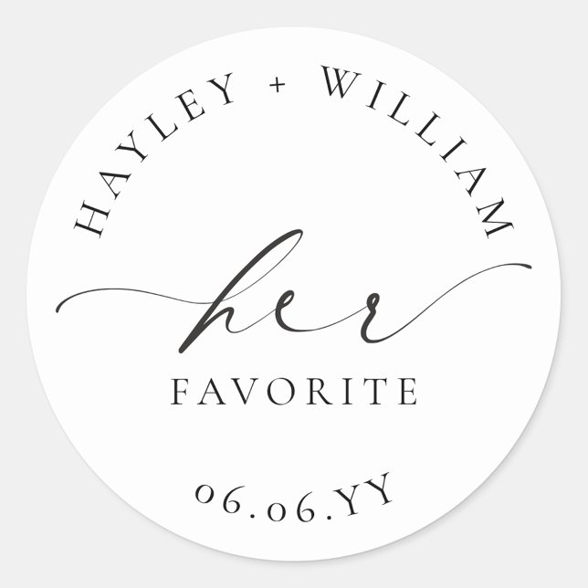 Ellesmere Seu Favorito Favor Clássico Adesivo Redo (Ellesmere Her and His Favorite Wedding Favors Sticker)