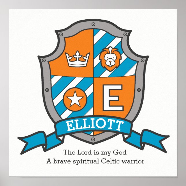 Elliott boys name significa heraldry shield poster (Frente)