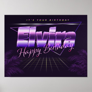 Elvira Nome Vorname lila retro Poster Geburtstag