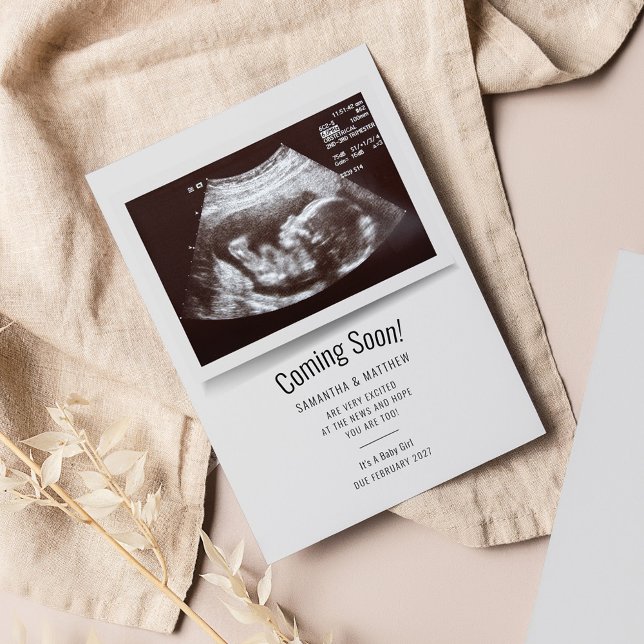 Em Breve Ultrasom Foto Gravidez Anúncio (Pregnancy Announcement Coming Soon Ultrascan Photo card)