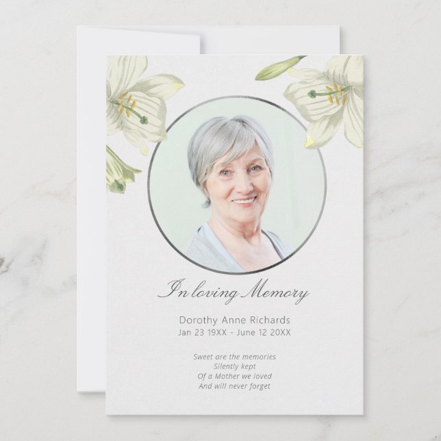 Em Cartão de condolências Loving dos lírios do (Frente)