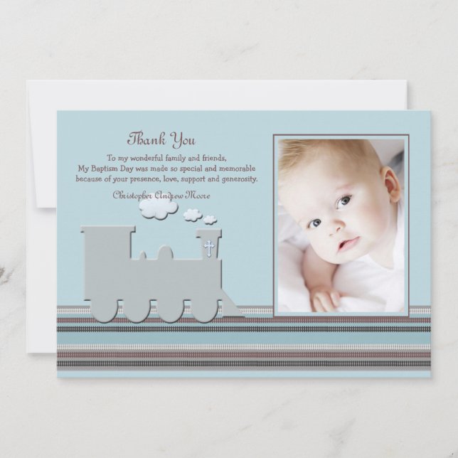 Em cartões de agradecimentos azuis da foto da (Frente)