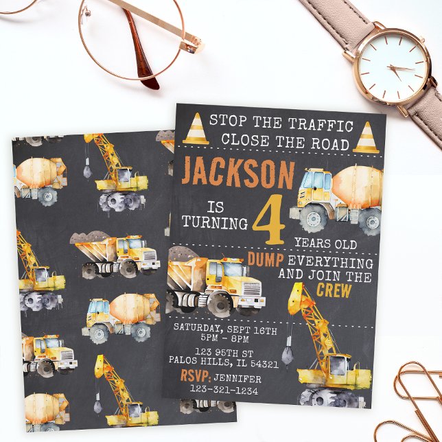 Em construção aniversariante Convite (Criador carregado)