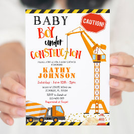 Em Construction Boy Baby Chá de fraldas Convite