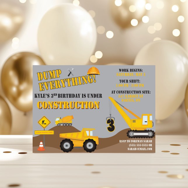 Em Convite de aniversário de Construção (Criador carregado)