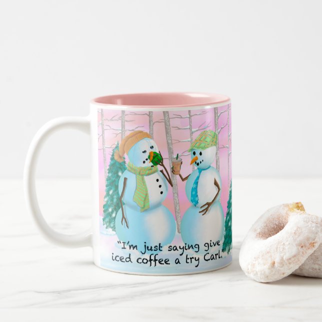 Em Dois Tons 20 oz Snowmen e caneca de café (Com Donut)