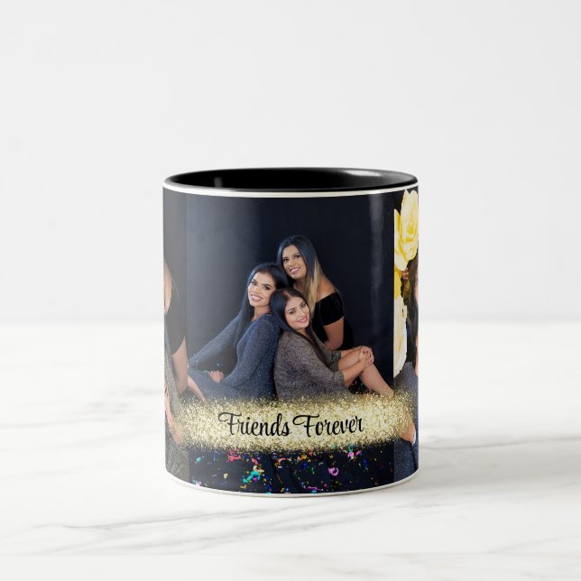 Em Dois Tons 3 fotos personalizadas caneca de café fotográfica (Centro)
