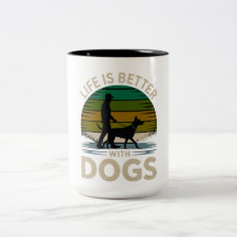 A Vida é Melhor Com Cães Caneca de Café Silhueta R