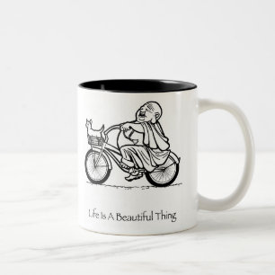 Em Dois Tons A vida é uma caneca de café bonita de Buddha da