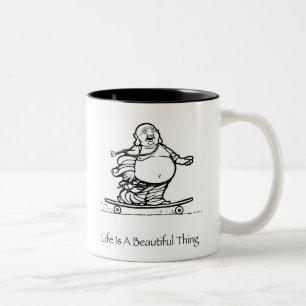 Em Dois Tons A vida é uma caneca de café bonita de Buddha da