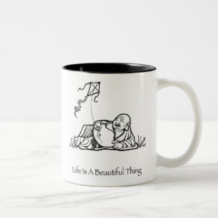 Em Dois Tons A vida é uma caneca de café bonita de Buddha da