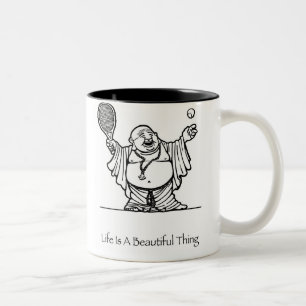 Em Dois Tons A vida é uma caneca de café bonita de Buddha da
