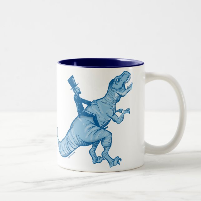 Em Dois Tons Abe Lincoln que monta uma caneca de café de T-Rex (Direita)