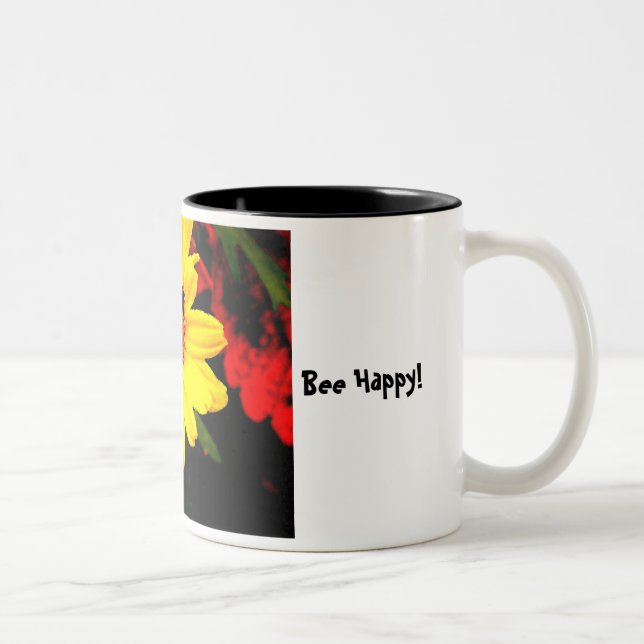 Em Dois Tons Abelha boa! , Caneca de café feliz da abelha (Direita)