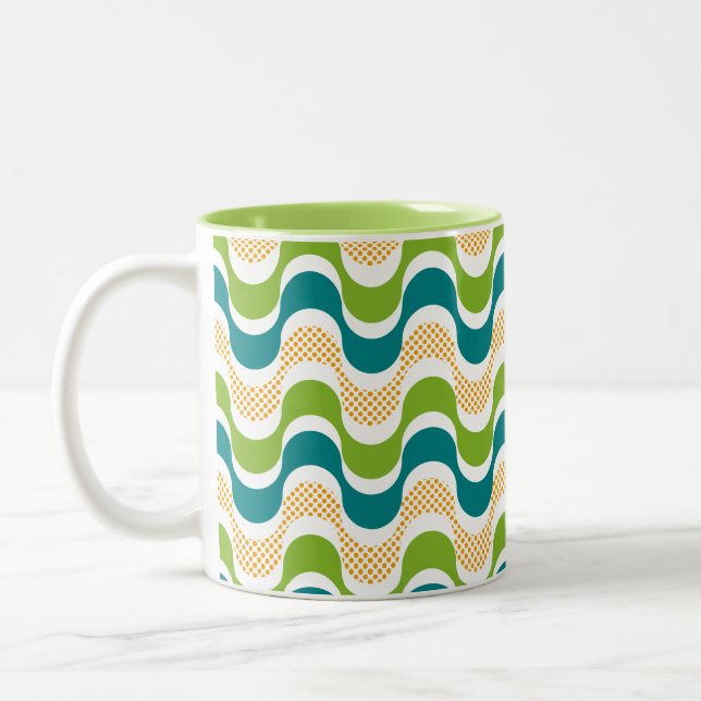 Em Dois Tons abstrato retro-wave padrão da caneca de café de do (Esquerda)