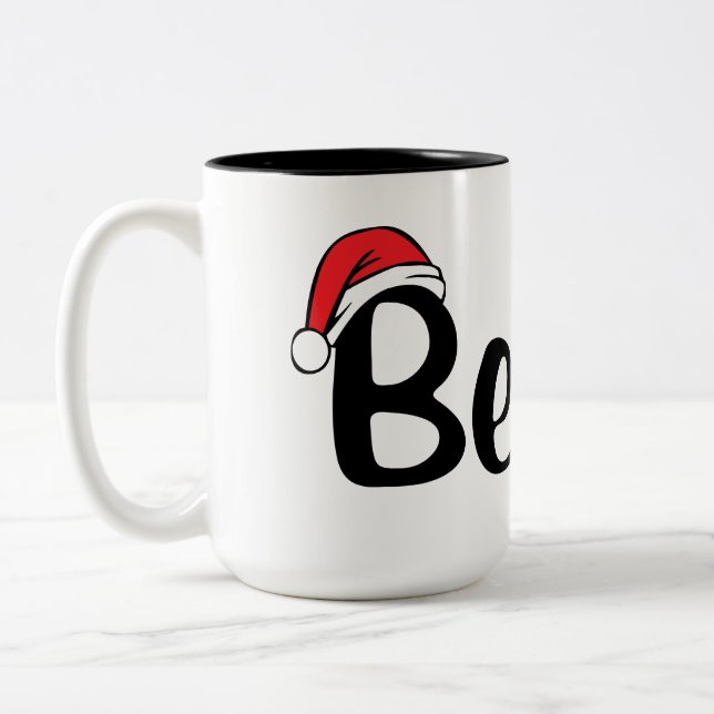 Em Dois Tons Acredite, caneca de café do chapéu do papai noel (Esquerda)