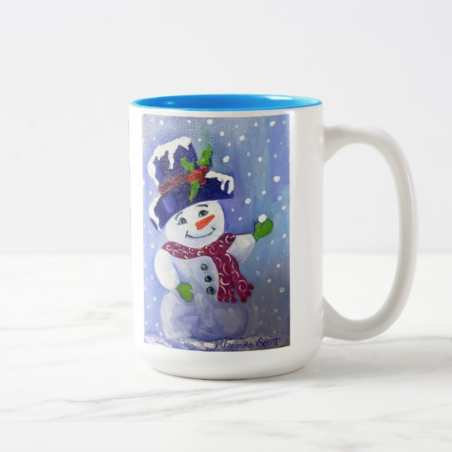 Em Dois Tons Alaskan Snowman - Uma caneca de café de 15 oz com  (Direita)